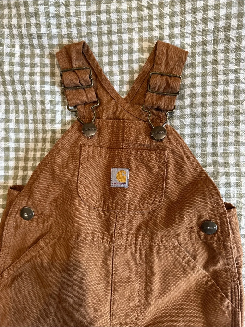 Carhartt Rust Brown Kids Short Overalls with Adjustable Straps